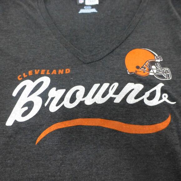 Cleveland Browns T Shirt Womens XL V Neck NFL Gray Short Sleeve Graphic Football - Picture 3 of 8